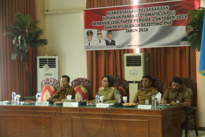 Pemkab Bolmong dan BKN Gelar Evaluasi Kenaikan KPO Dan Penyusunan Bezetting PNS Tahun 2018
