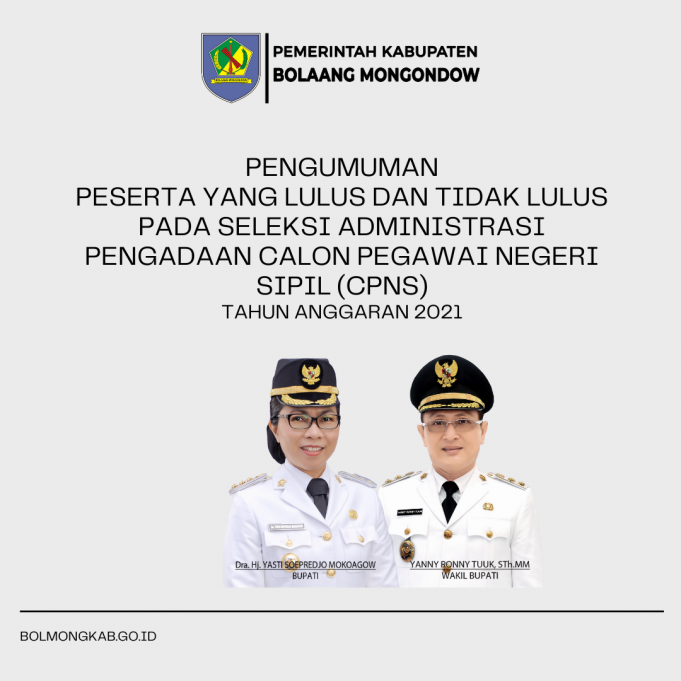 Pengumuman Peserta Lulus dan Tidak Lulus Pada Seleksi Administrasi Pengadaan CPNS TA 2021