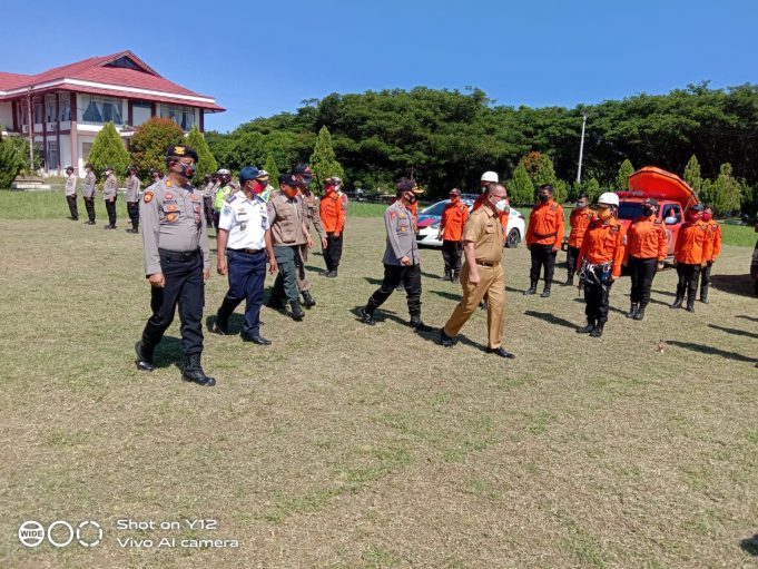 Polres dan Pemkab Bolmong Gelar Apel Pasukan Kesiapan Penanggulangan Bencana Alam di Bolmong