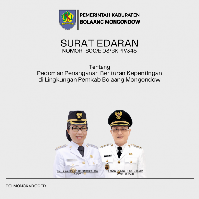 Surat Edaran Tentang Pedoman Penanganan Benturan Kepentingan di Lingkungan Pemkab Bolaang Mongondow